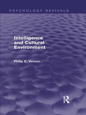 cover image of Intelligence and Cultural Environment (Psychology Revivals)
